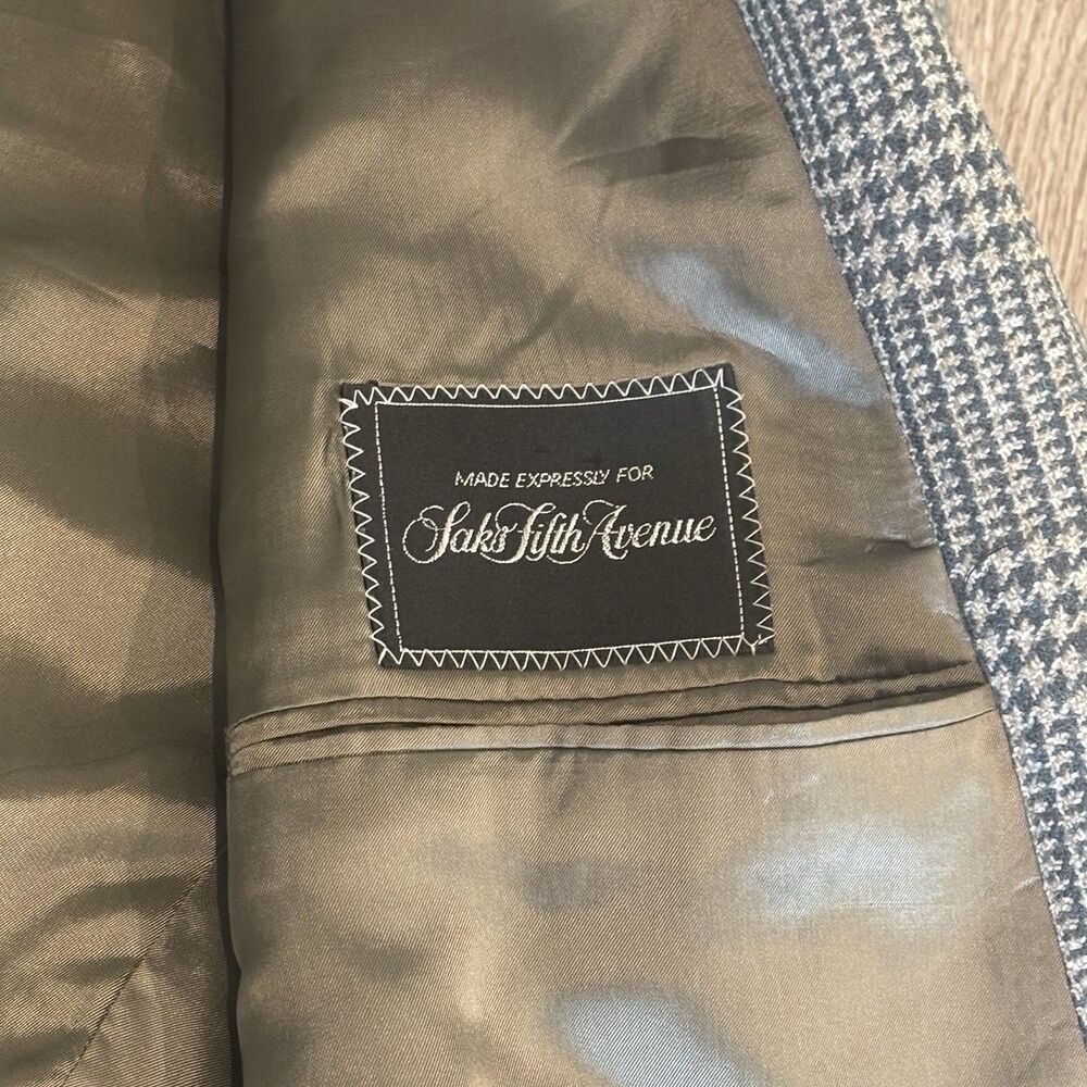 Valentino Uomo Blazer Men's 46R Houndstooth Wool Saks Fifth Avenue Made In Italy - Picture 5 of 10